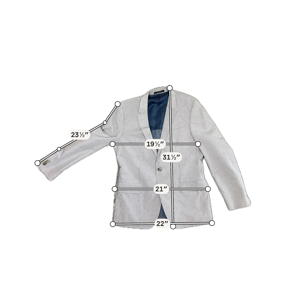 Hugo Boss Mens Hedge1 Gense1 Blue White Striped Cotton Blazer Sport Coat 40R